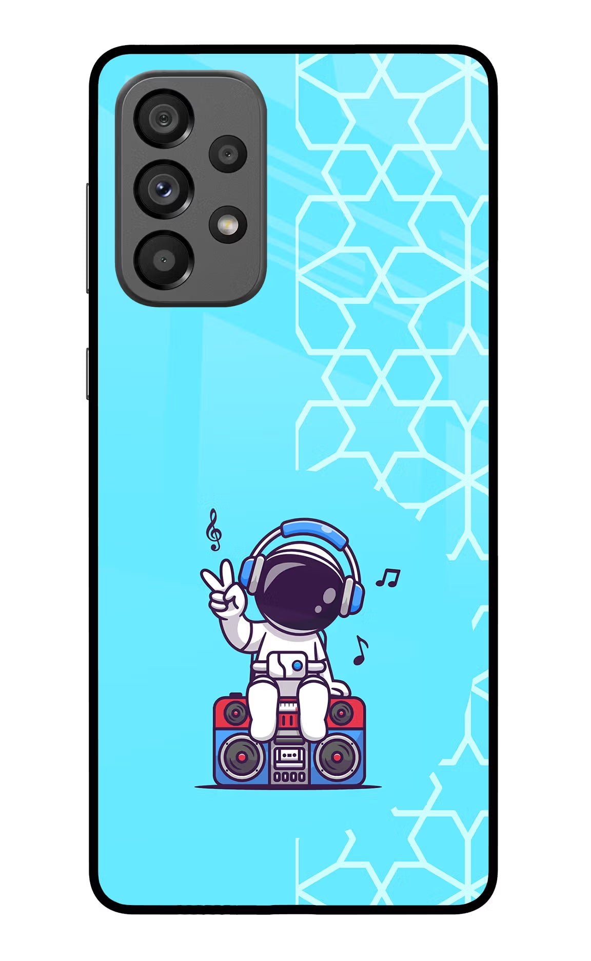 Cute Astronaut Chilling Samsung A73 5G Glass Case Back Cover by Casekaro