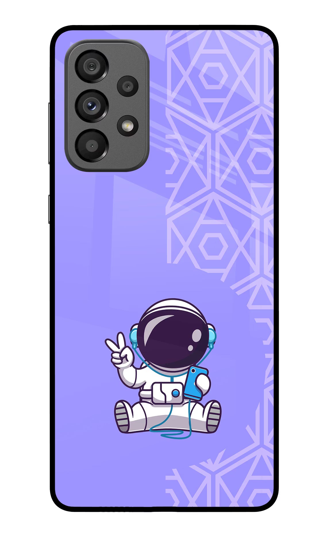 Cute Astronaut Chilling Samsung A73 5G Glass Case Back Cover by Casekaro