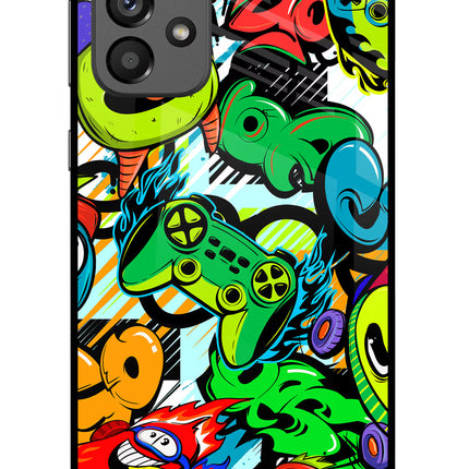 Game Doodle Samsung A73 5G Glass Case Back Cover by Casekaro
