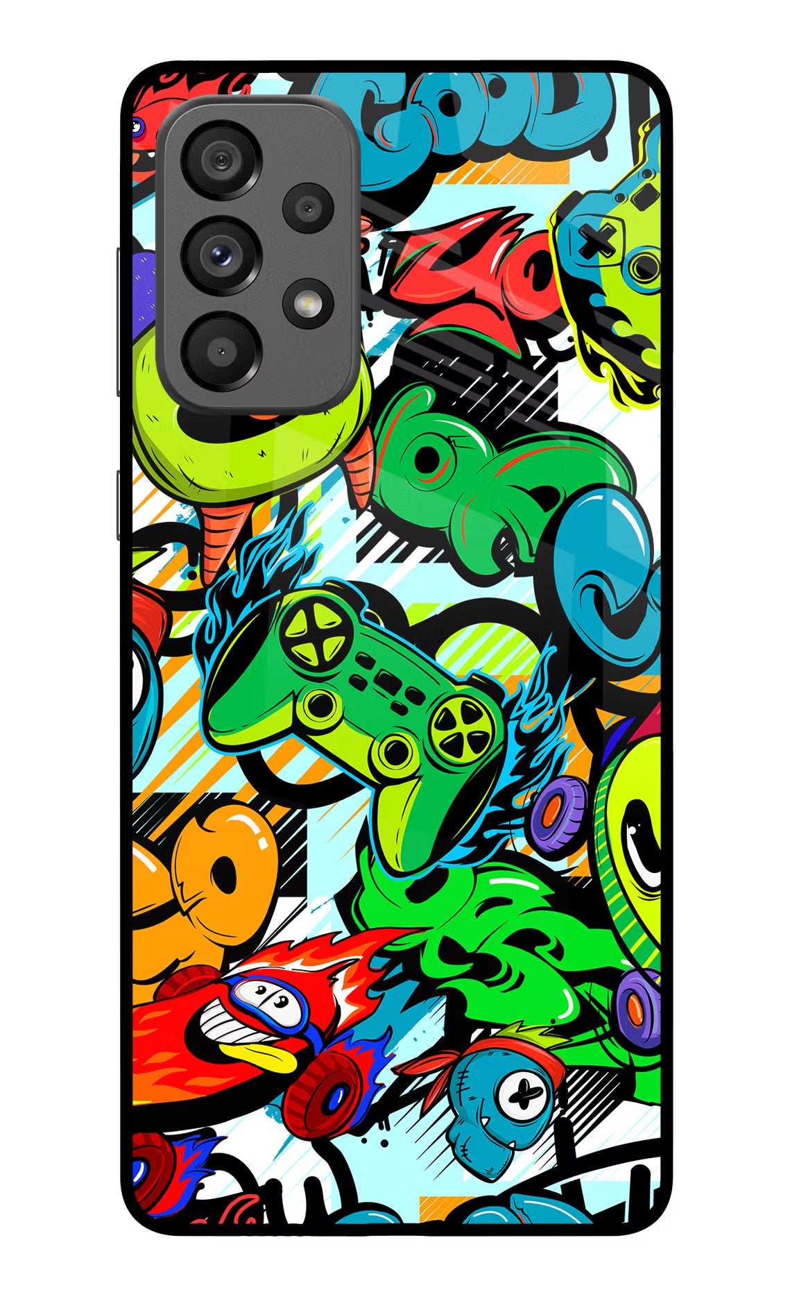 Game Doodle Samsung A73 5G Glass Case Back Cover by Casekaro