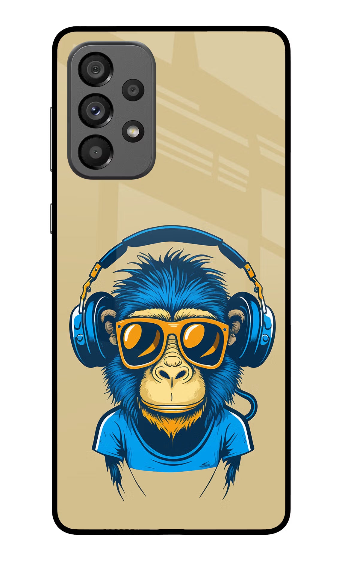Monkey Headphone Samsung A73 5G Glass Case Back Cover by Casekaro