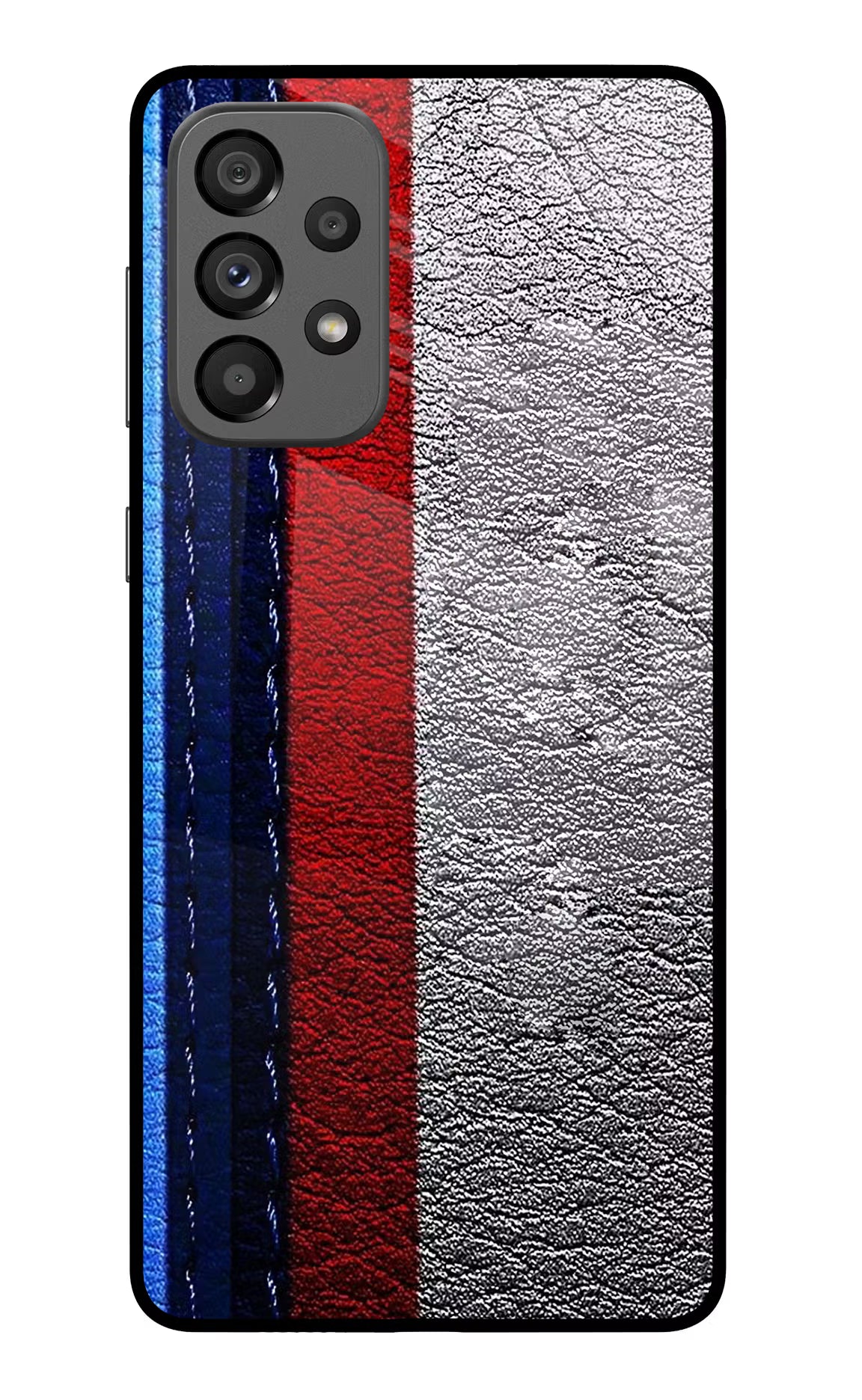 BMW Stripes Samsung A73 5G Glass Case Back Cover by Casekaro