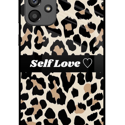 Leopard Print Self Love Samsung A73 5G Glass Case Back Cover by Casekaro