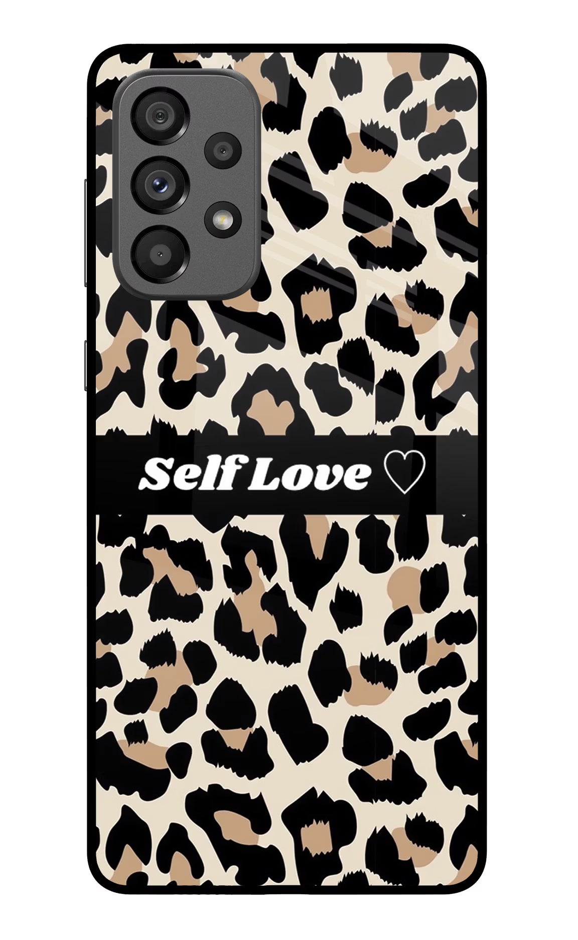 Leopard Print Self Love Samsung A73 5G Glass Case Back Cover by Casekaro