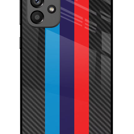 BMW Stripes Pattern Samsung A73 5G Glass Case Back Cover by Casekaro