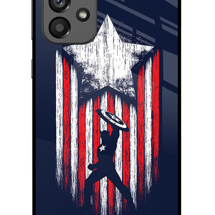 Captain America Marvel Art Samsung A73 5G Glass Case Back Cover by Casekaro