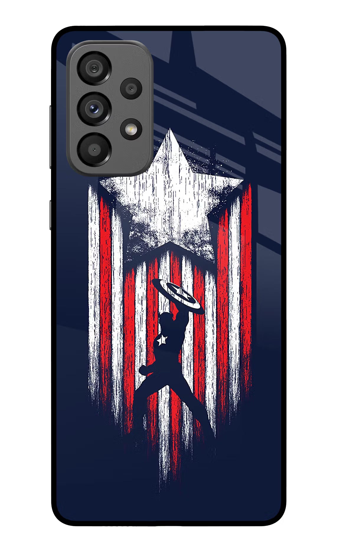 Captain America Marvel Art Samsung A73 5G Glass Case Back Cover by Casekaro