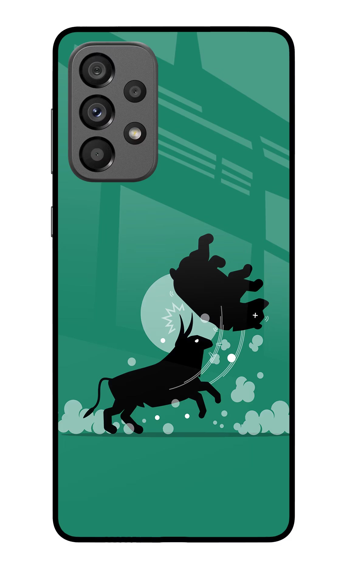 Bull Conqueror Samsung A73 5G Glass Case Back Cover by Casekaro