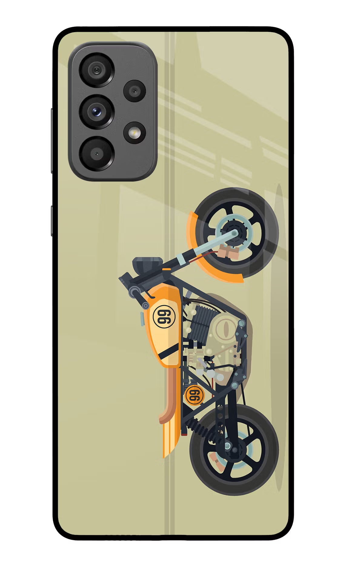 Vertical Speedster Samsung A73 5G Glass Case Back Cover by Casekaro