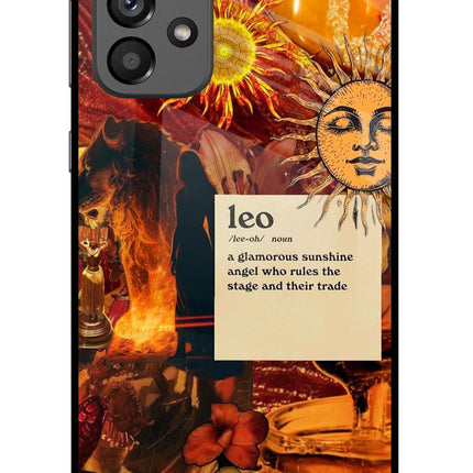 Leo Zodiac Samsung A73 5G Glass Case Back Cover by Casekaro