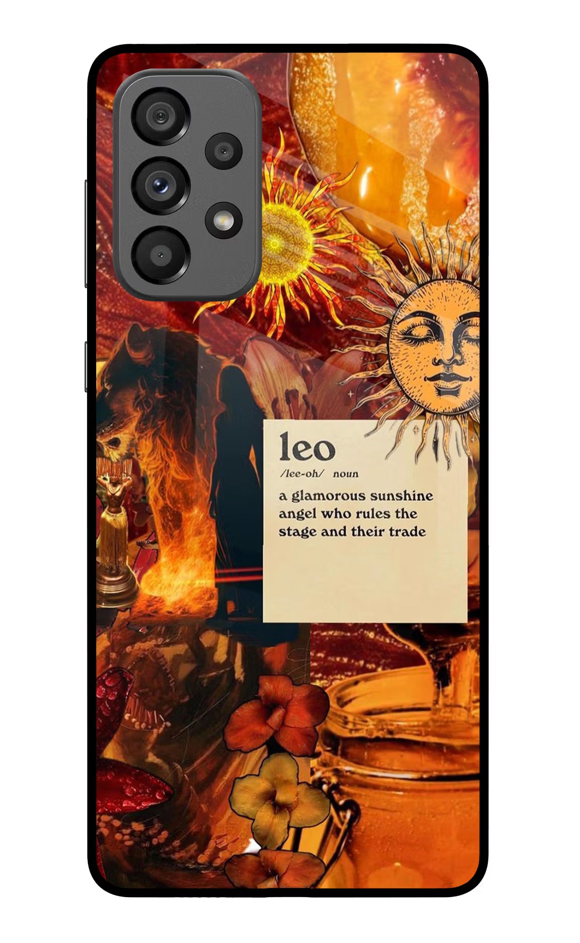 Leo Zodiac Samsung A73 5G Glass Case Back Cover by Casekaro