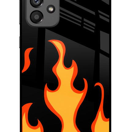 Fired Up – Black Samsung A73 5G Glass Case Back Cover by Casekaro