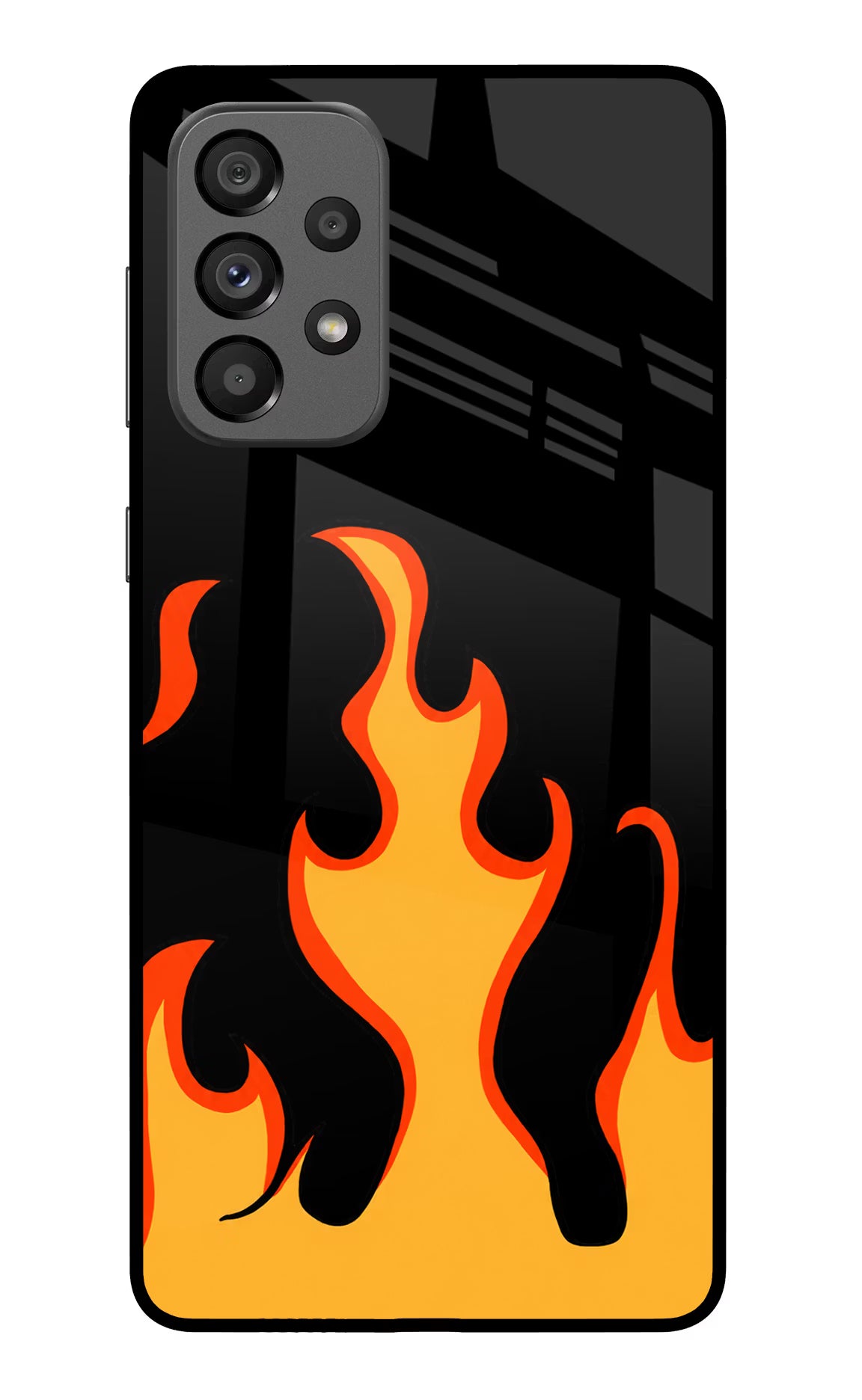 Fired Up – Black Samsung A73 5G Glass Case Back Cover by Casekaro