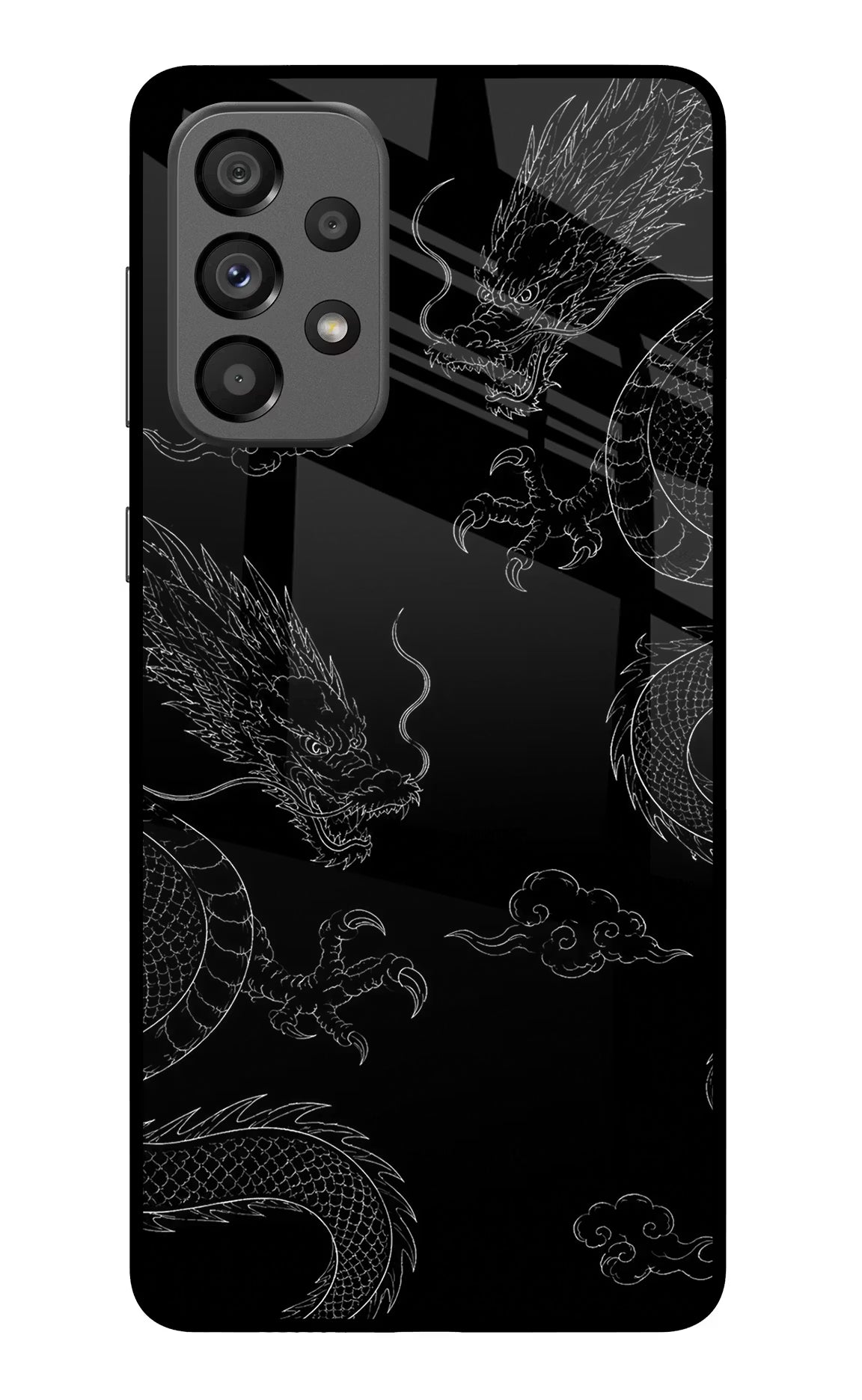 Twin Dragons Samsung A73 5G Glass Case Back Cover by Casekaro