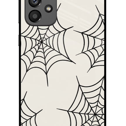 Spider Web Samsung A73 5G Glass Case Back Cover by Casekaro