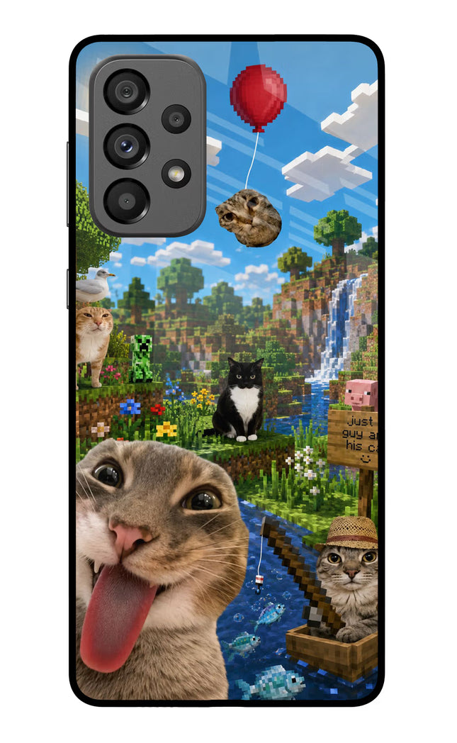 Minecraft Cat Chaos Samsung A73 5G Glass Case