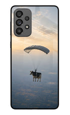 Skydiving Cow Samsung A73 5G Glass Case