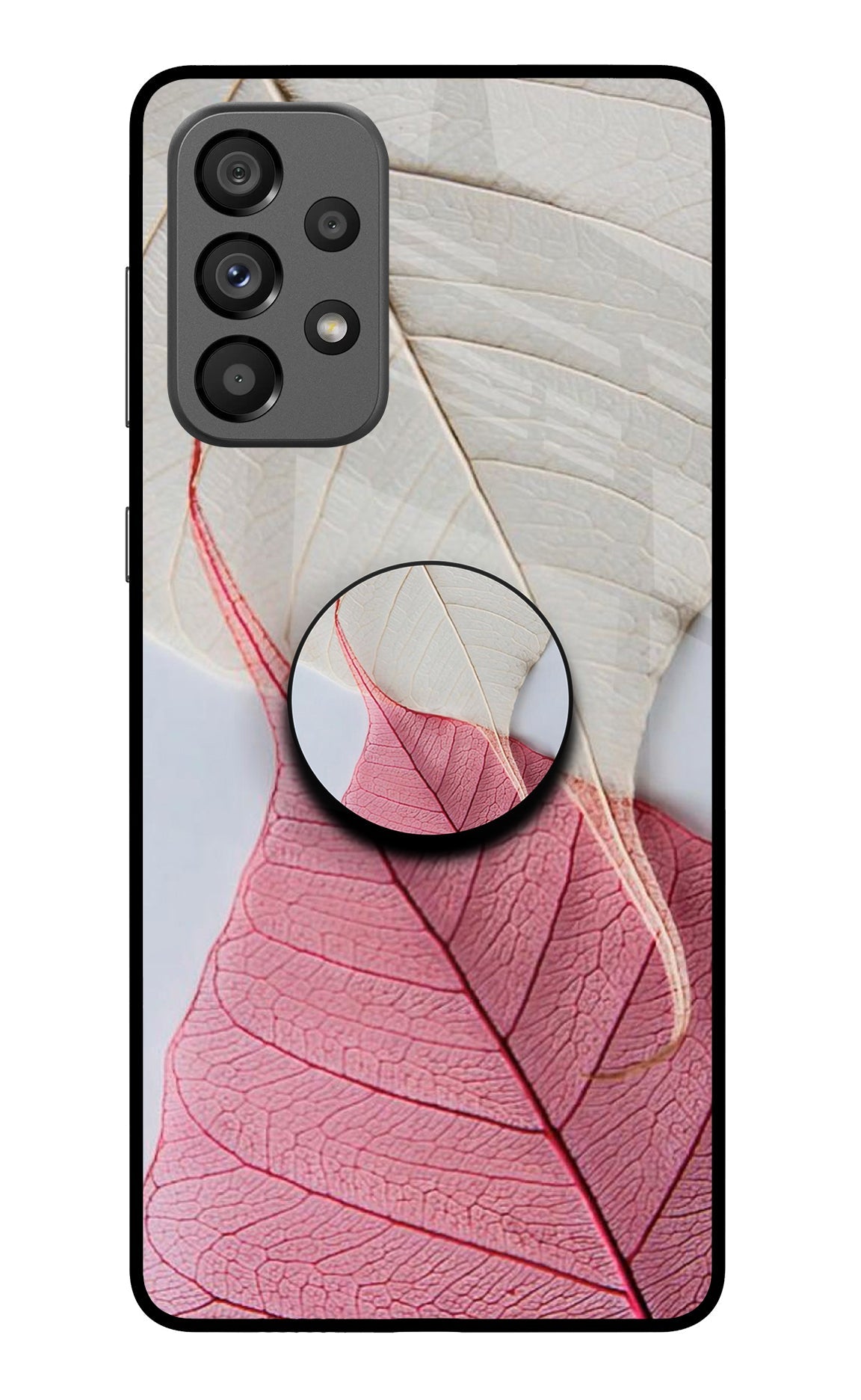 White Pink Leaf Samsung A73 5G Glass Case