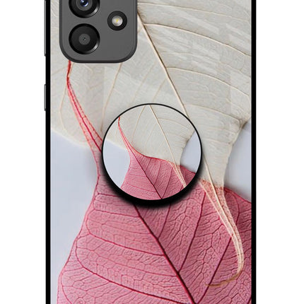 White Pink Leaf Samsung A73 5G Glass Case