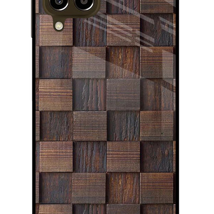 Wooden Cube Design Samsung M33 5G Glass Case Back Cover by Casekaro