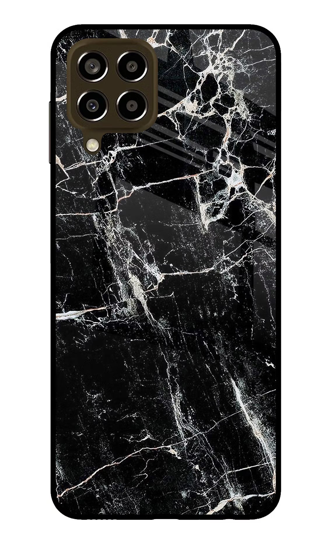 Black Marble Texture Samsung M33 5G Glass Case Back Cover by Casekaro