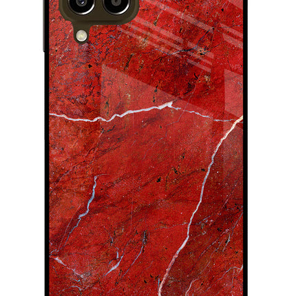 Red Marble Design Samsung M33 5G Glass Case Back Cover by Casekaro