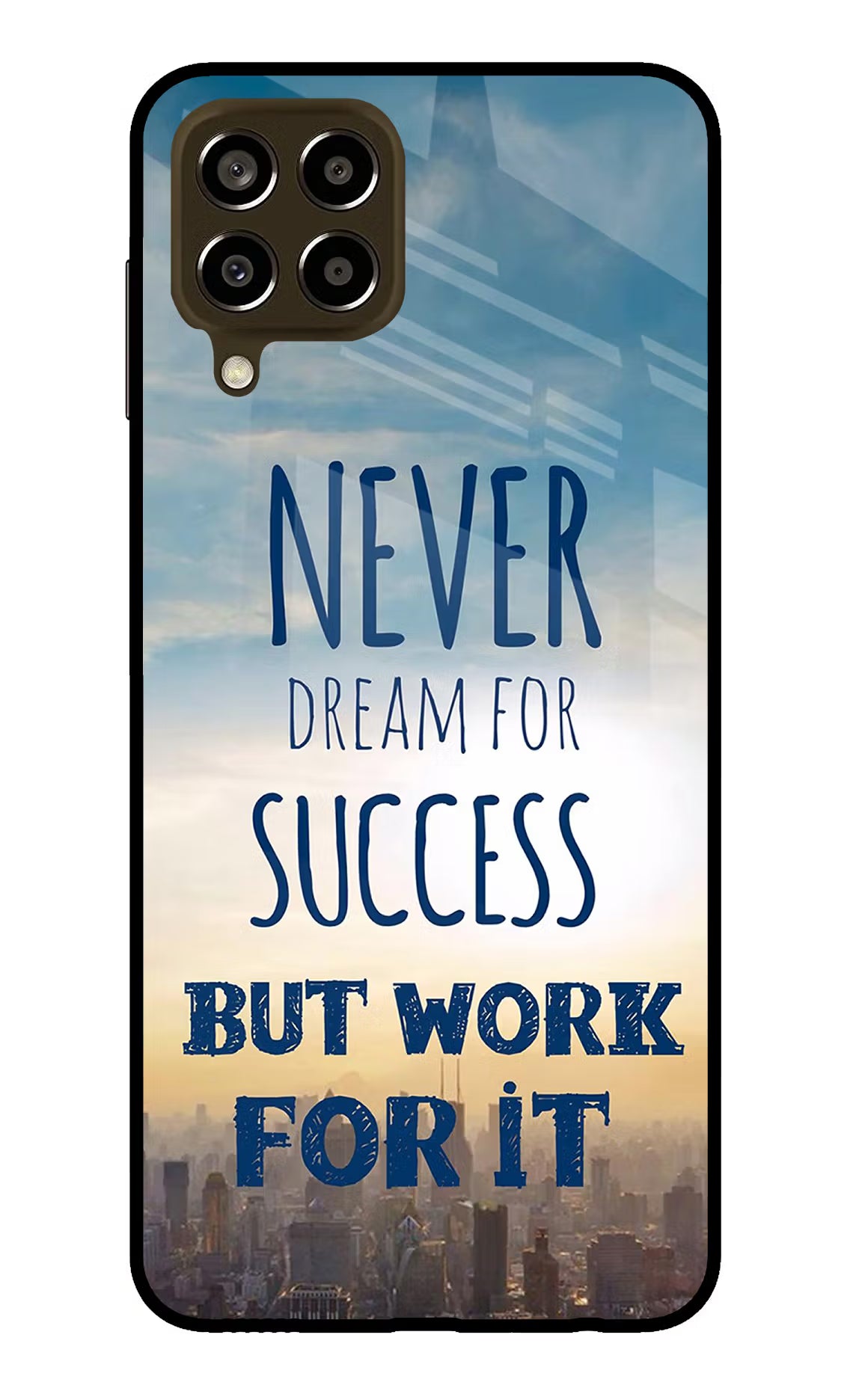 Never Dream For Success But Work For It Samsung M33 5G Glass Case Back Cover by Casekaro