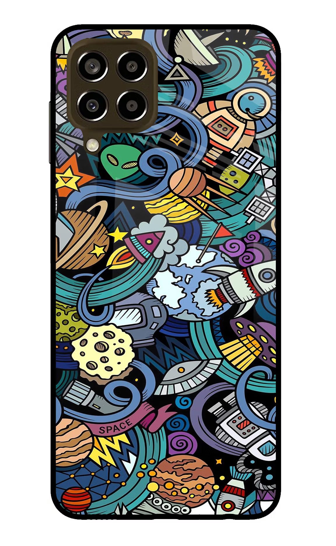 Space Abstract Samsung M33 5G Glass Case Back Cover by Casekaro