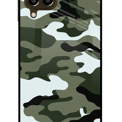 Camouflage Samsung M33 5G Glass Case Back Cover by Casekaro