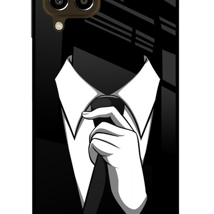 Black Tie Samsung M33 5G Glass Case Back Cover by Casekaro