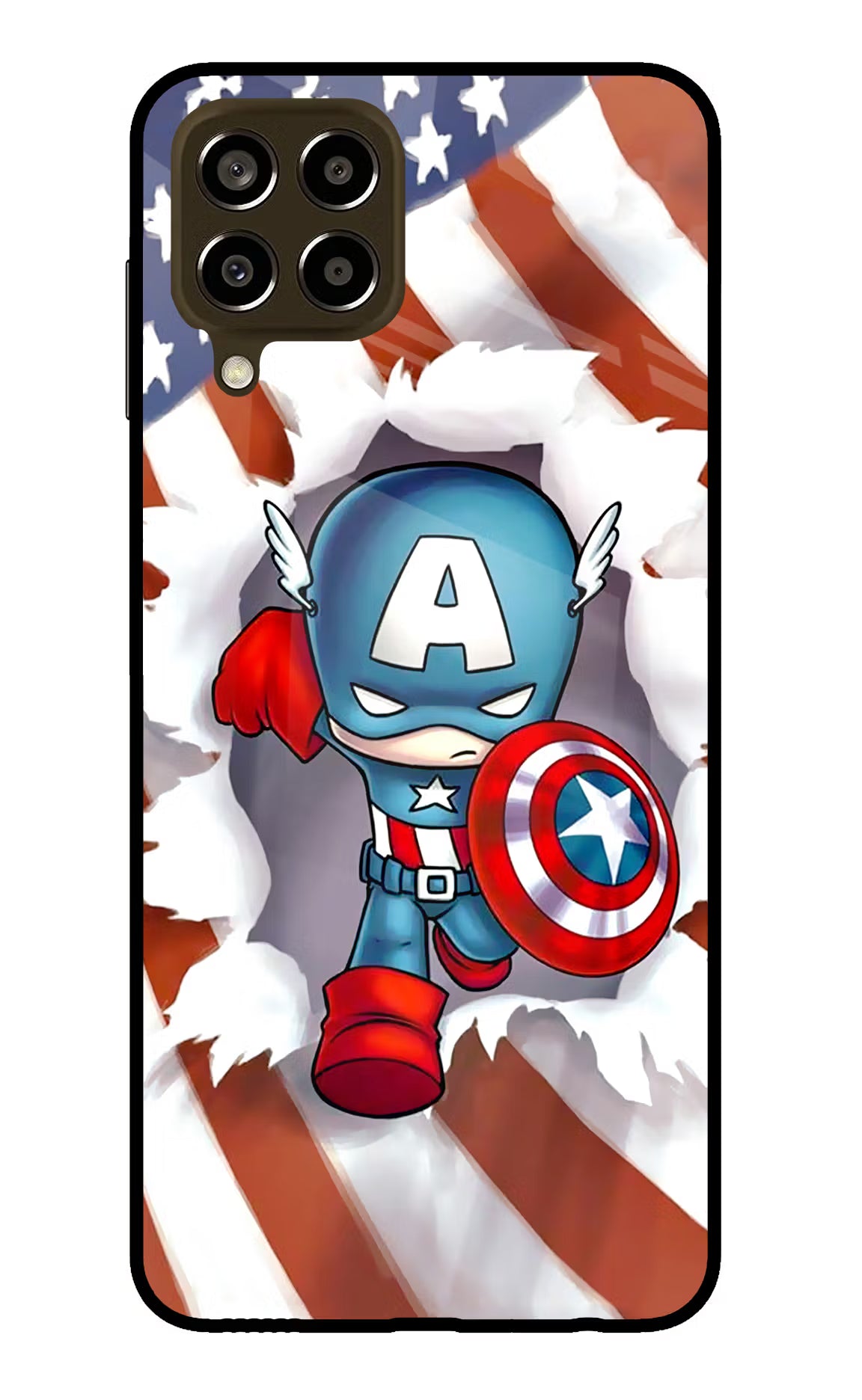 Captain America Samsung M33 5G Glass Case Back Cover by Casekaro