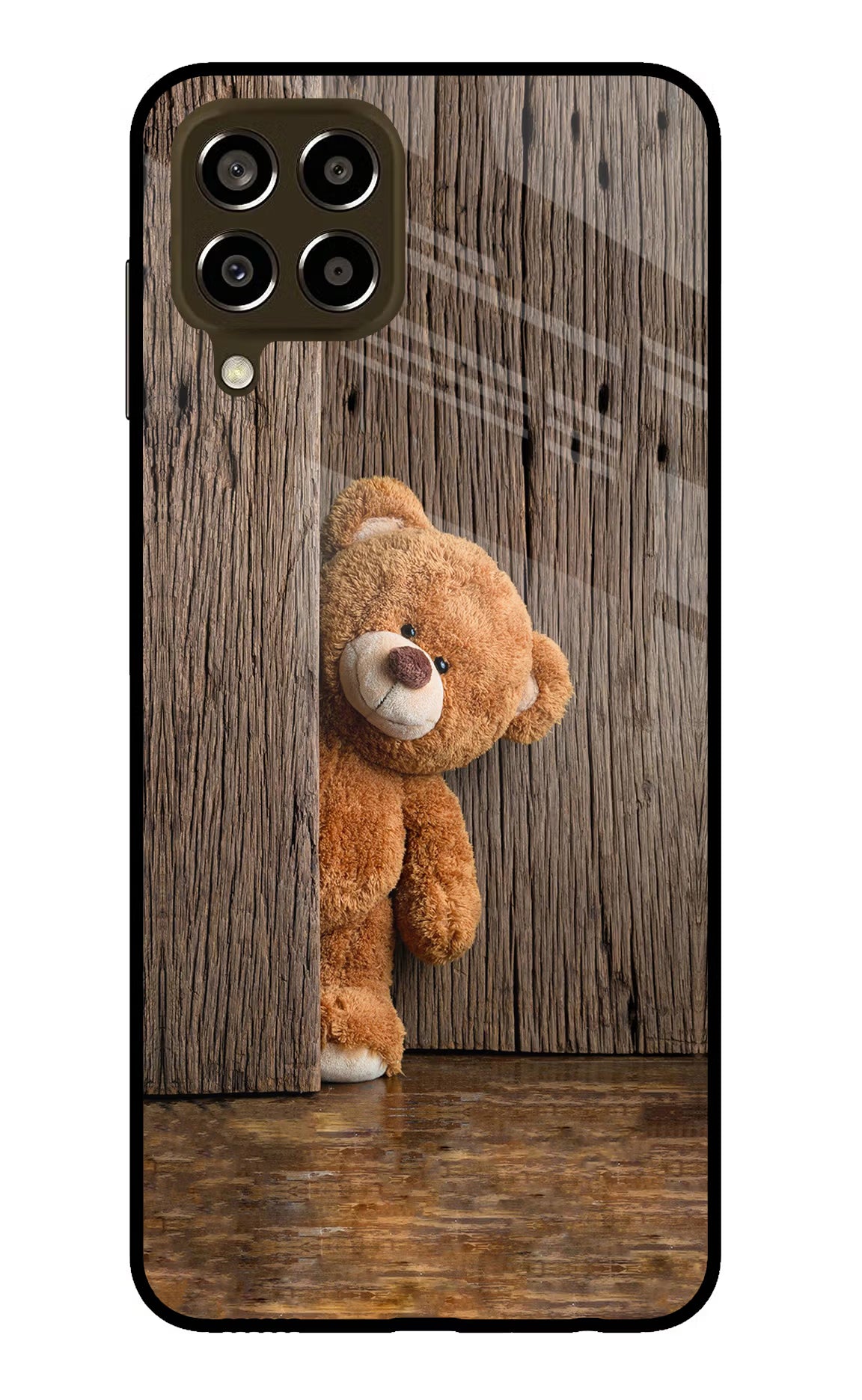 Teddy Wooden Samsung M33 5G Glass Case Back Cover by Casekaro