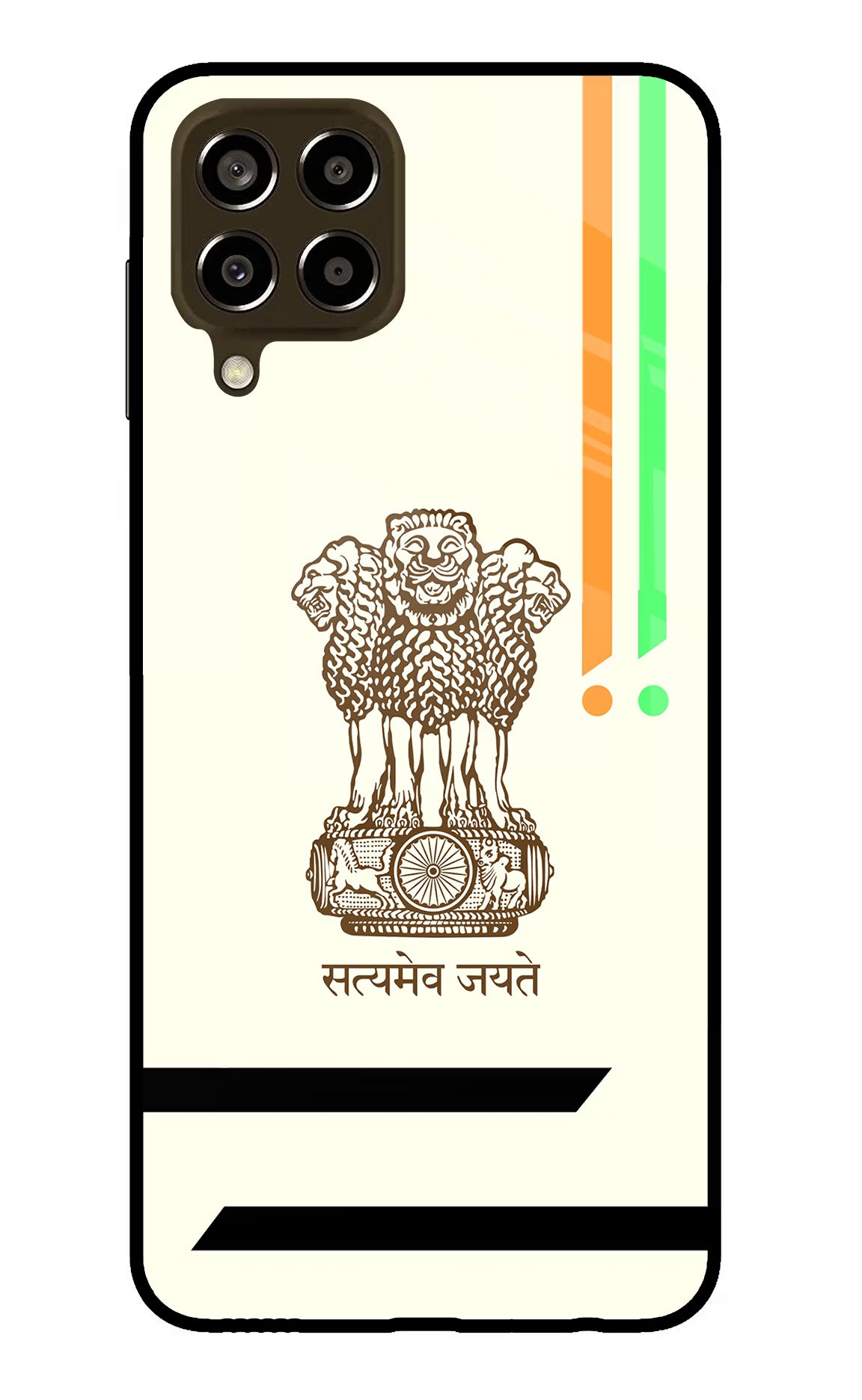 Satyamev Jayate Brown Logo Samsung M33 5G Glass Case Back Cover by Casekaro