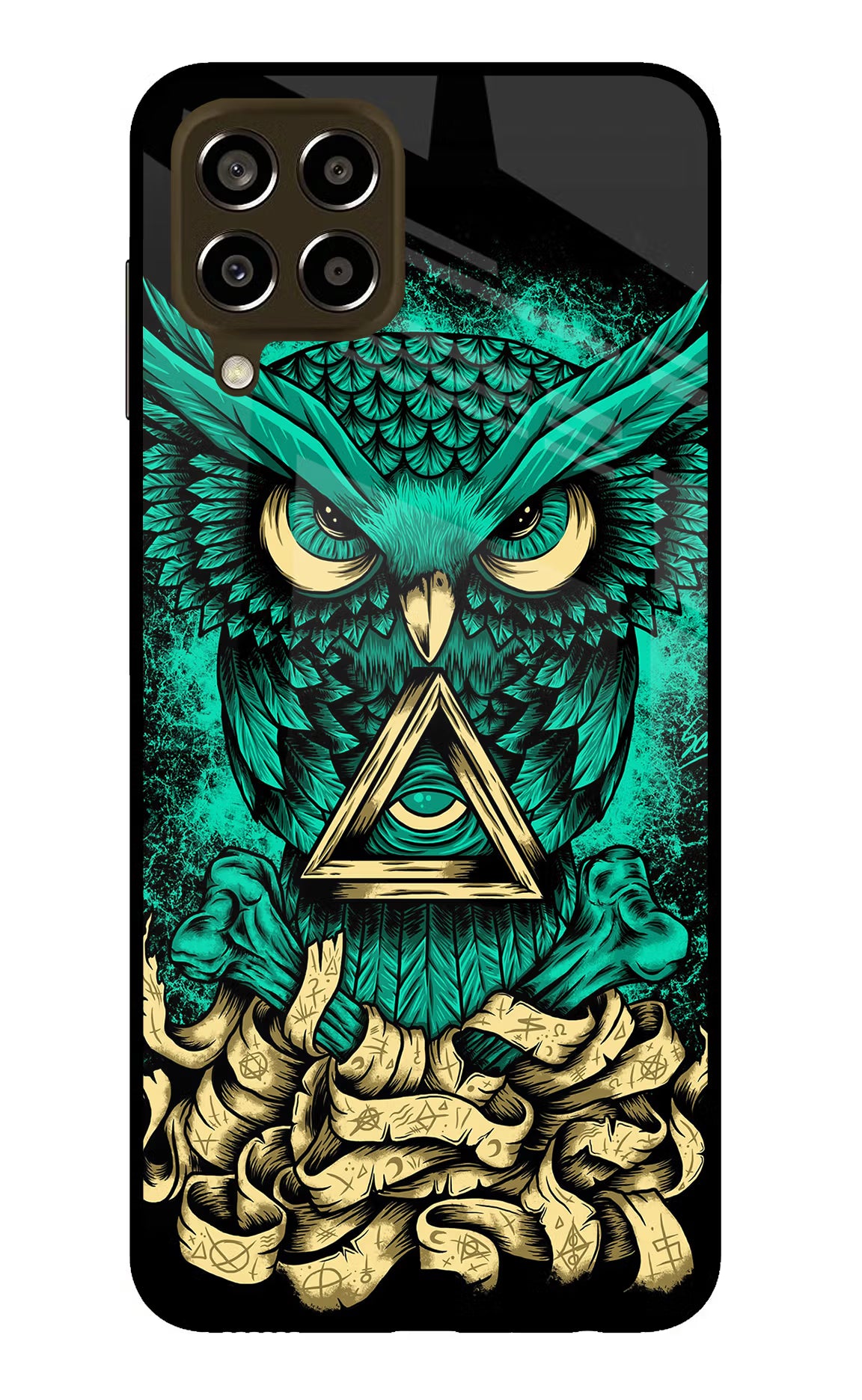 Green Owl Samsung M33 5G Glass Case Back Cover by Casekaro