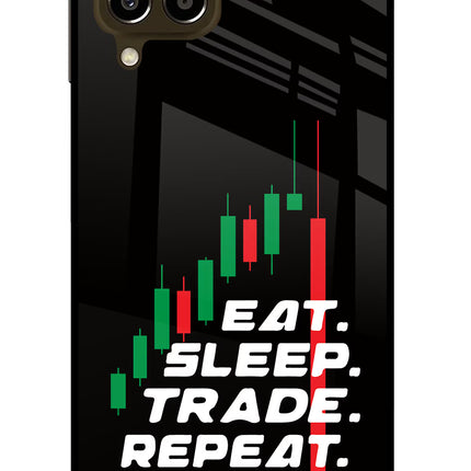 Eat Sleep Trade Repeat Samsung M33 5G Glass Case