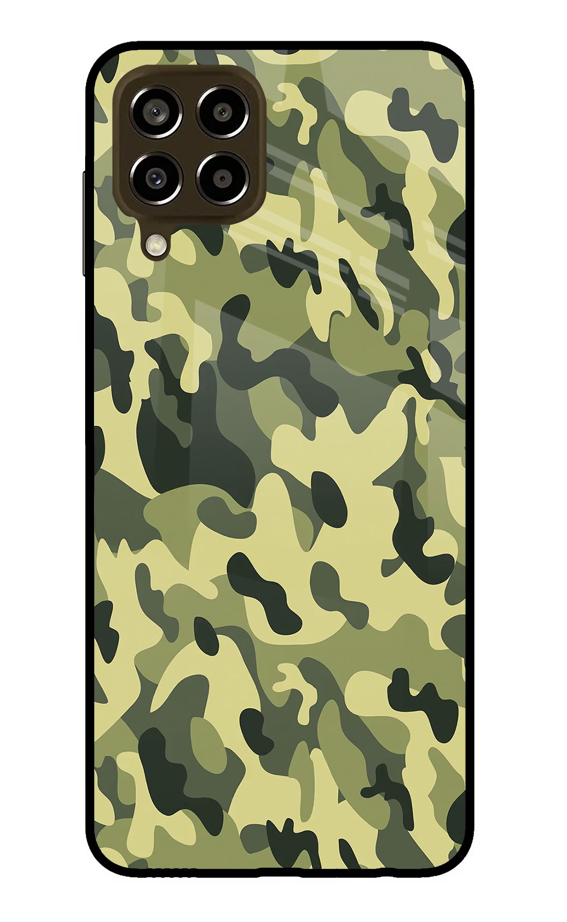 Camouflage Samsung M33 5G Glass Case Back Cover by Casekaro