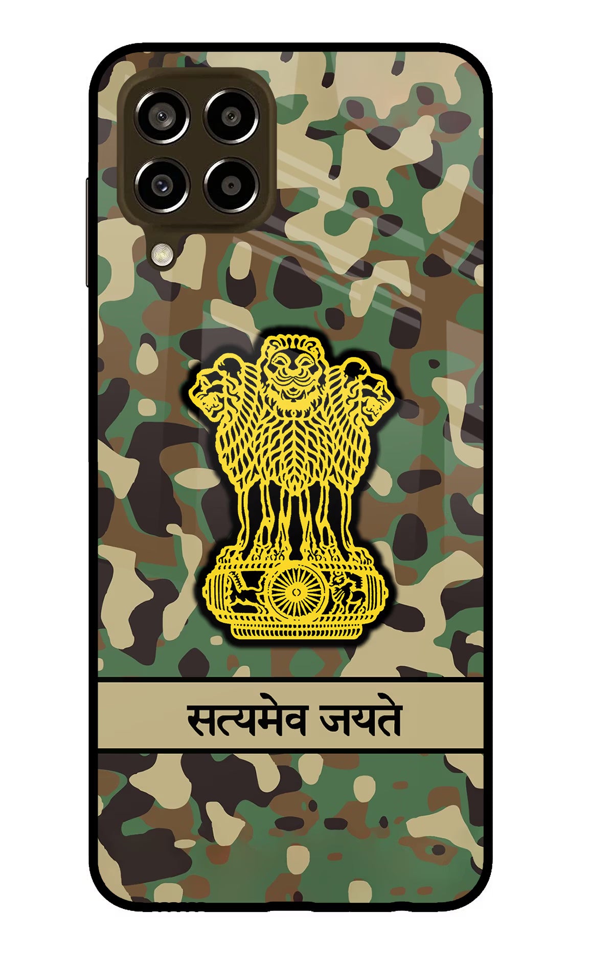 Satyamev Jayate Army Samsung M33 5G Glass Case Back Cover by Casekaro