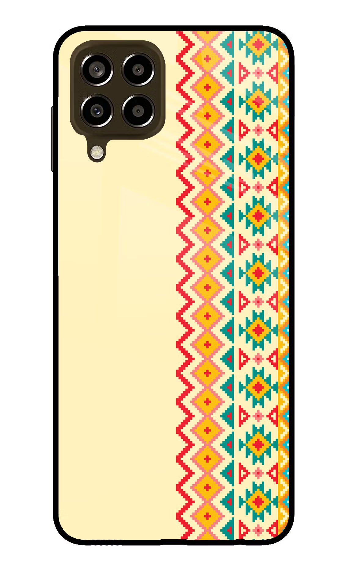 Ethnic Seamless Samsung M33 5G Glass Case Back Cover by Casekaro