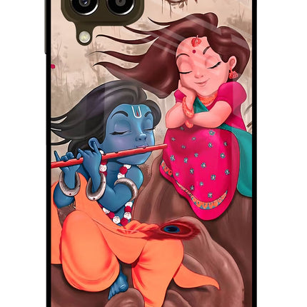 Radhe Krishna Samsung M33 5G Glass Case Back Cover by Casekaro
