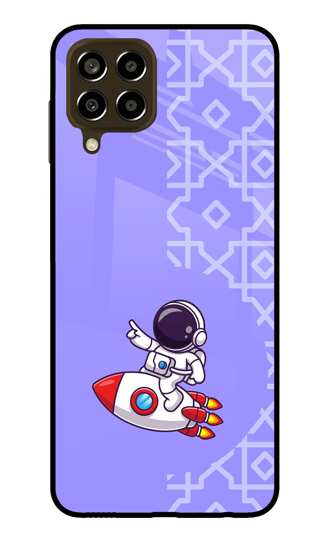 Cute Astronaut Samsung M33 5G Glass Case Back Cover by Casekaro