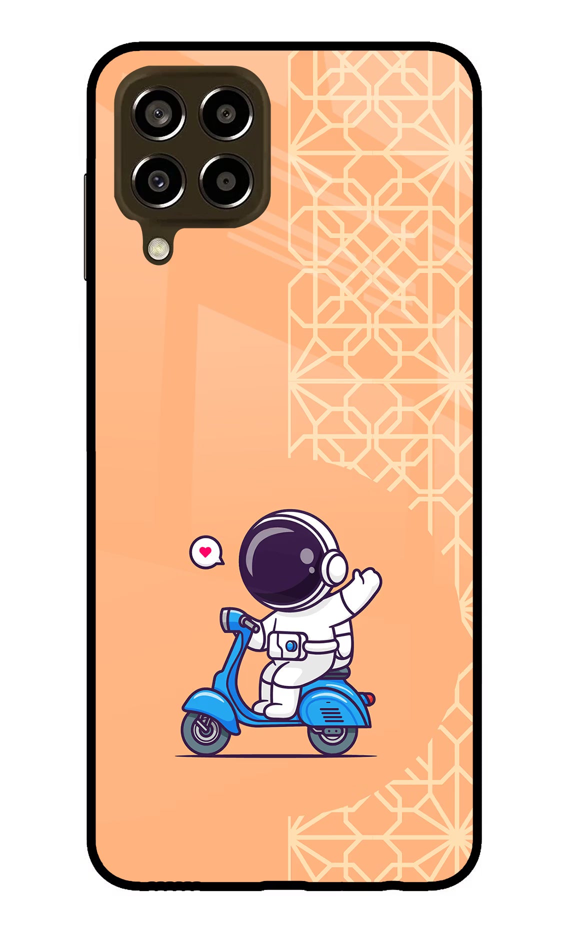 Cute Astronaut Riding Samsung M33 5G Glass Case Back Cover by Casekaro