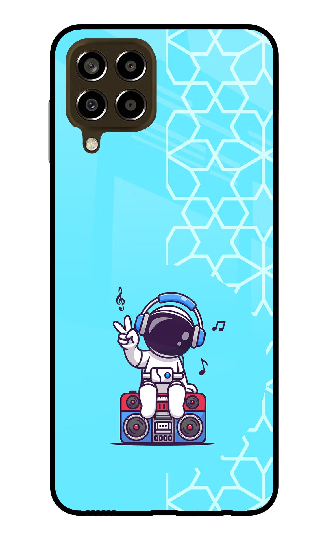 Cute Astronaut Chilling Samsung M33 5G Glass Case Back Cover by Casekaro