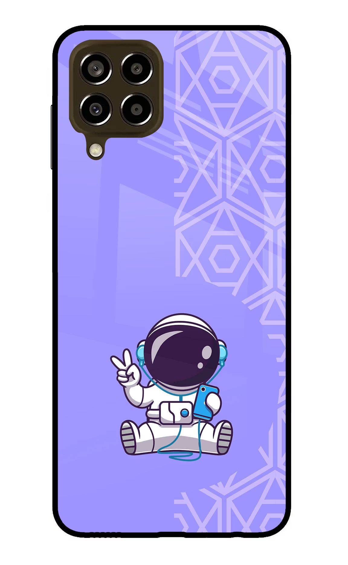 Cute Astronaut Chilling Samsung M33 5G Glass Case Back Cover by Casekaro