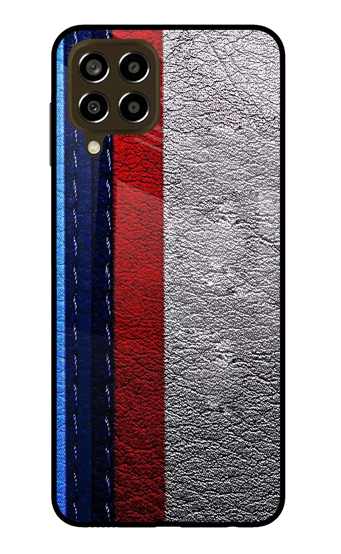 BMW Stripes Samsung M33 5G Glass Case Back Cover by Casekaro