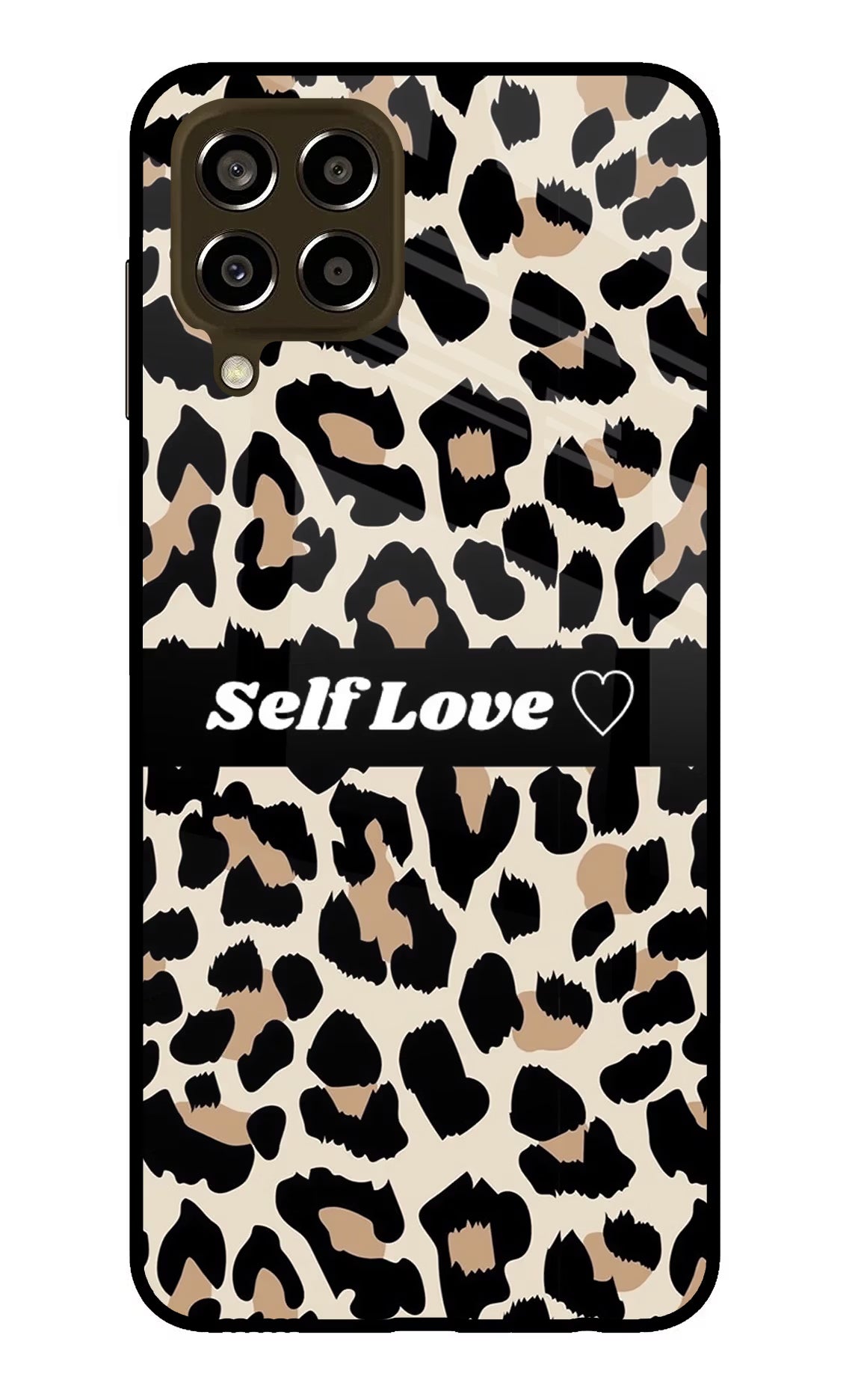 Leopard Print Self Love Samsung M33 5G Glass Case Back Cover by Casekaro