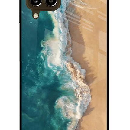 Ocean Beach Samsung M33 5G Glass Case Back Cover by Casekaro