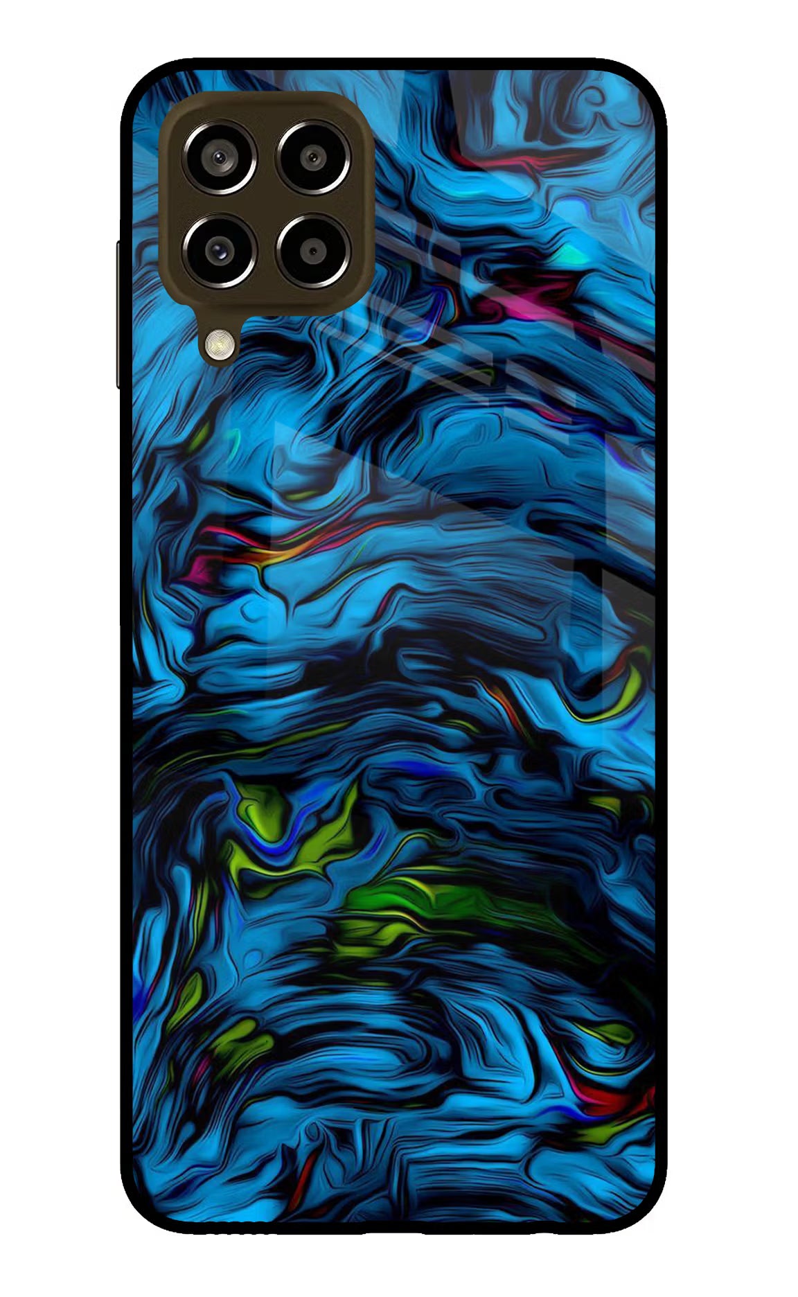 Dark Blue Abstract Samsung M33 5G Glass Case Back Cover by Casekaro
