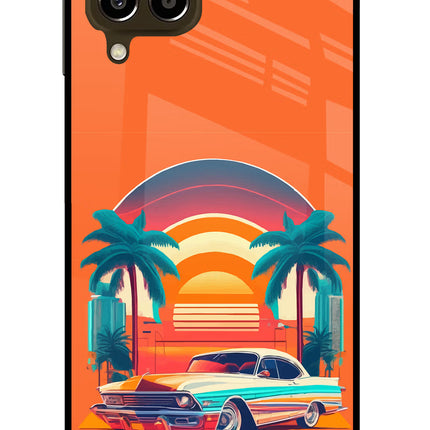 Palm Drive 80s Samsung M33 5G Glass Case Back Cover by Casekaro