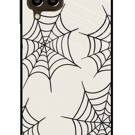 Spider Web Samsung M33 5G Glass Case Back Cover by Casekaro
