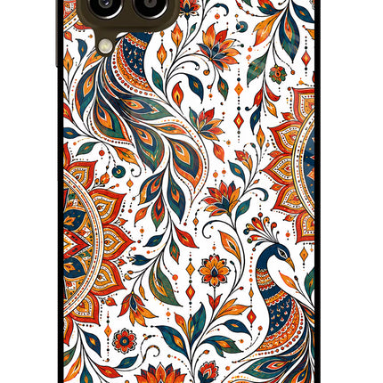 White Mayura Samsung M33 5G Glass Case